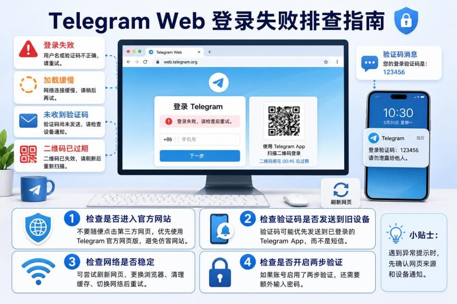 Telegram 网页版登录失败排查
