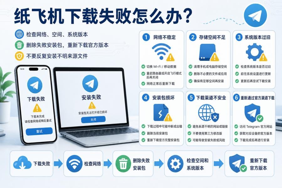 纸飞机手机下载失败排查