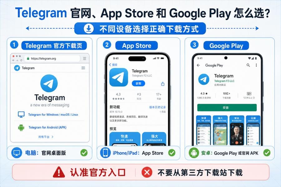 纸飞机官方下载入口在哪?Telegram 正版下载与假版本识别教程 配图 1