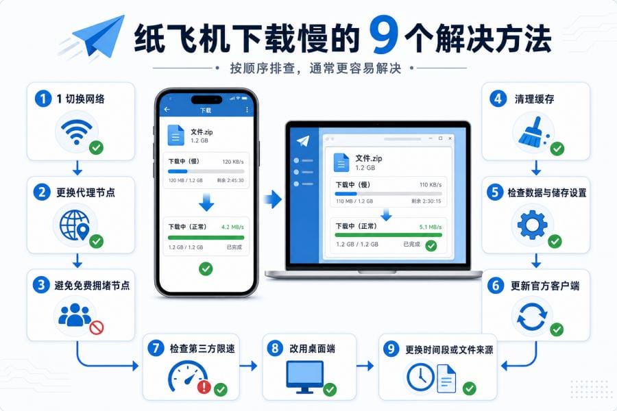 纸飞机下载卡顿怎么办?下载很慢的 9 个解决方法 配图 2